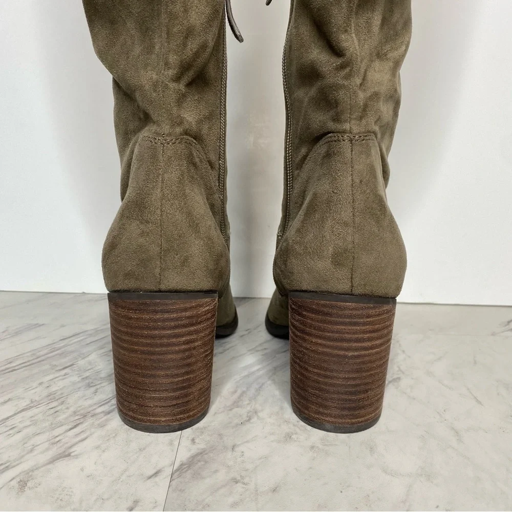 BP Luke Gray / Green Faux Suede Over The Knee Boot 8 1/2